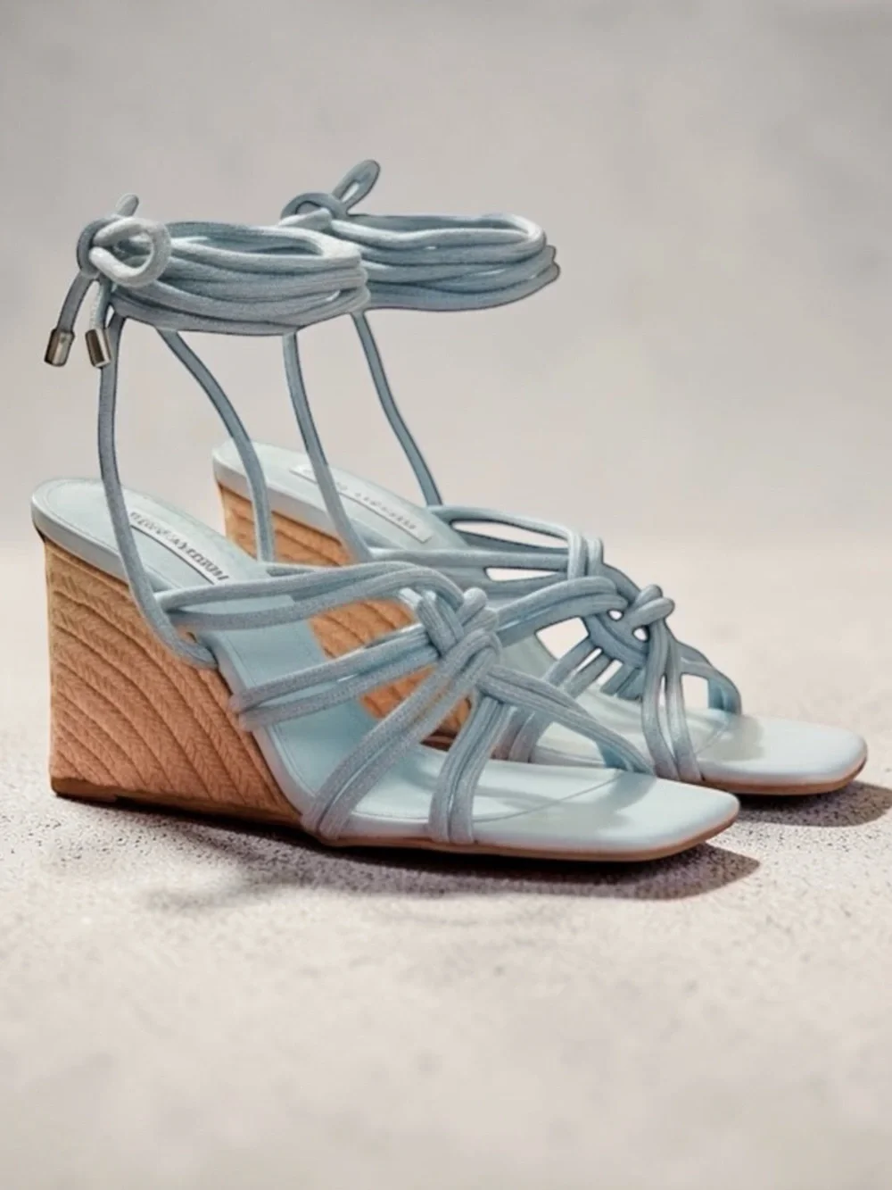 Steve Madden Idolized Blue 70s Style Ankle-Tie Espadrille Wedge Sandals Size 7